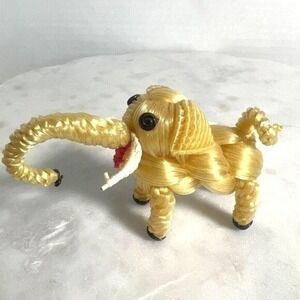 Vtg Braided Plastic Elephant Figurine MCM‎ Kitsch Animal 1950s Novelty Craft
